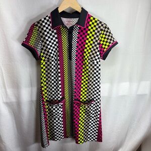 Kinona Checkered Dress with Pink and Yellow Accents‎